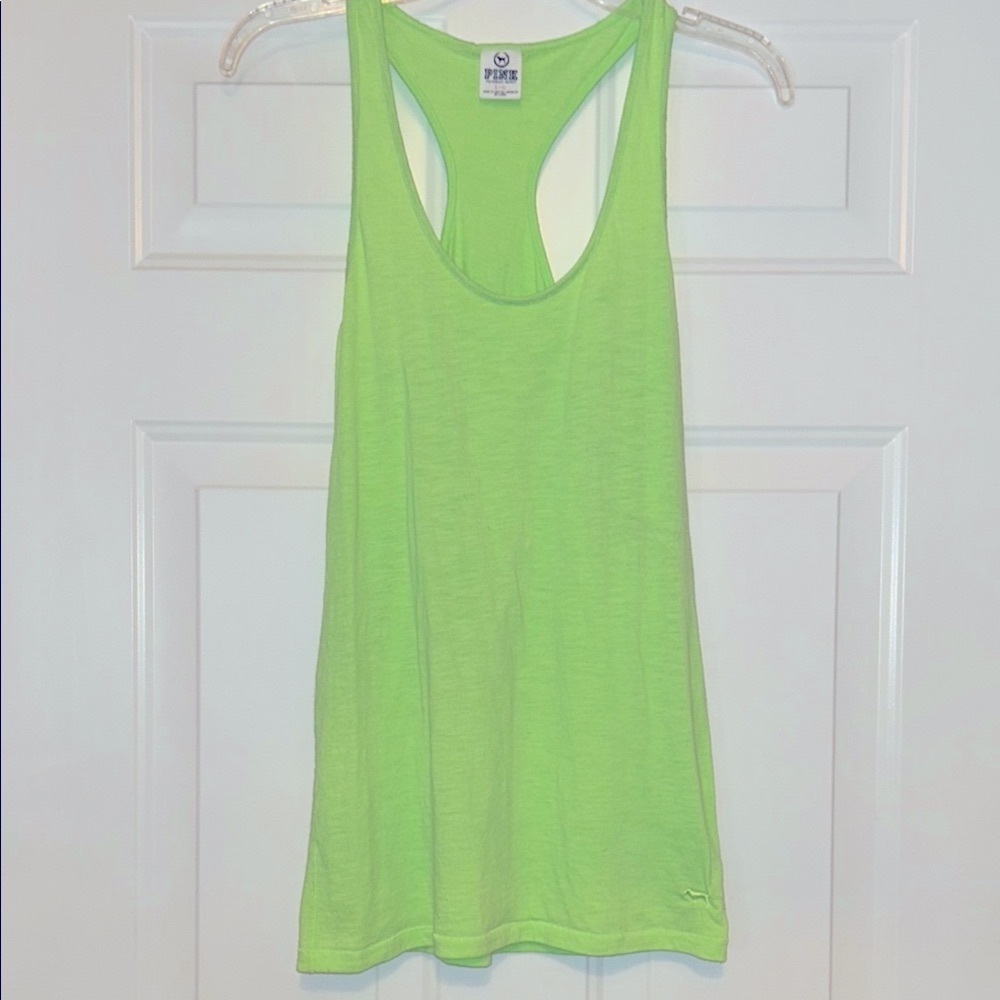 PINK BY Victoria’s Secret Women's Tank Top Lime L Racer Back Casual Athletic